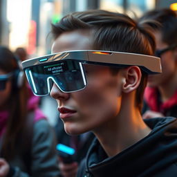 A futuristic pair of smart glasses equipped with artificial intelligence capabilities