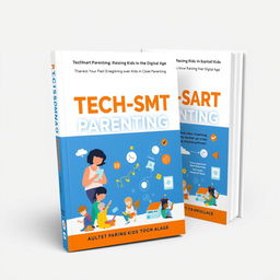 An eye-catching parenting book cover design aimed at adults aged 25-45, featuring a vibrant color scheme of white, blue, and orange