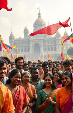 In the foreground, a diverse group of common people, men and women of various ages and ethnicities, are gathered, smiling and looking appreciative, representing their support for the character Afanti