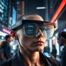 A sleek and modern pair of smart glasses featuring advanced artificial intelligence technology