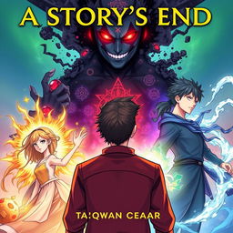 The cover of the book titled 'A Story's End' by Ta'qwan Ceasar, illustrated in a vibrant anime style