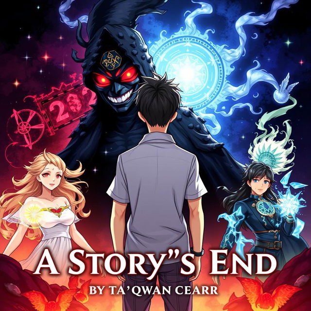 The cover of the book titled 'A Story's End' by Ta'qwan Ceasar, illustrated in a vibrant anime style