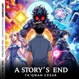 The cover of the book titled 'A Story's End' by Ta'qwan Ceasar, illustrated in a vibrant anime style