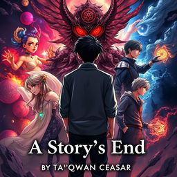 The cover of the book titled 'A Story's End' by Ta'qwan Ceasar, illustrated in a stunning anime style