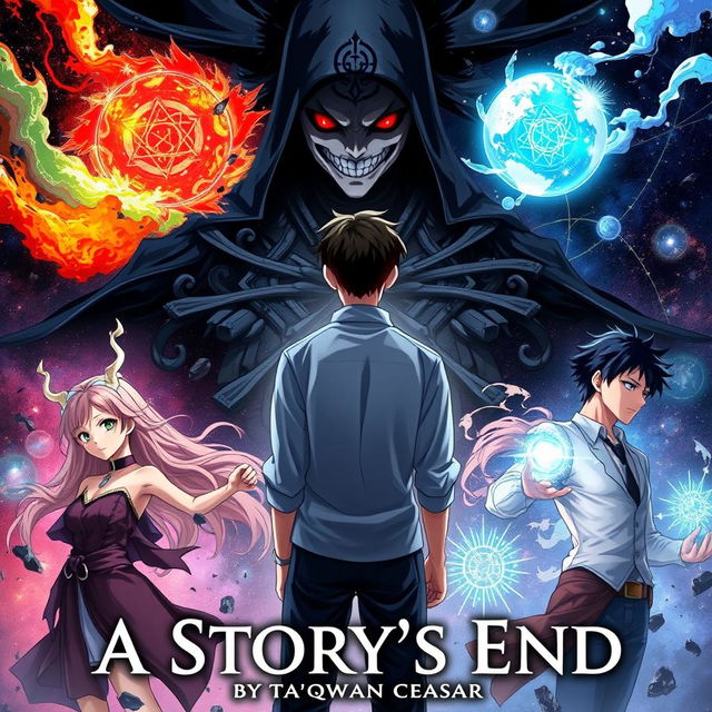 The cover of the book titled 'A Story's End' by Ta'qwan Ceasar, illustrated in a stunning anime style