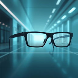 A futuristic yet minimalist design of smart glasses with advanced artificial intelligence, enabling users to access their messages seamlessly