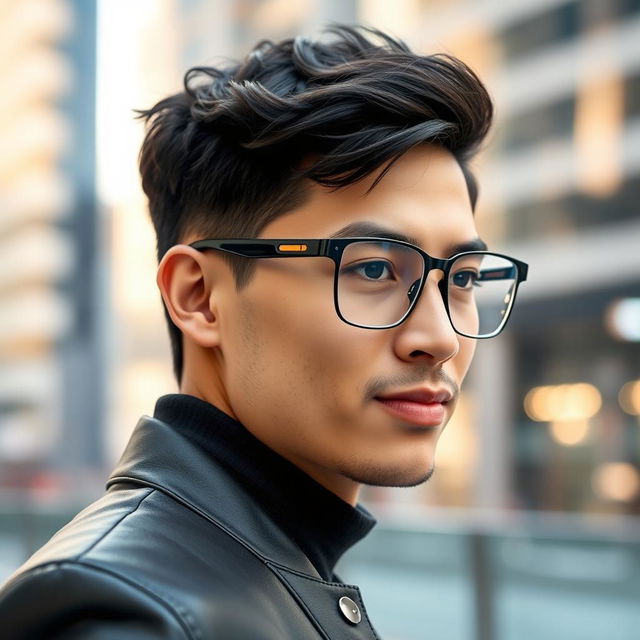 A stylish and modern pair of high-tech glasses branded as 'Dora', featuring a compact design with an integrated mini camera and advanced audio system