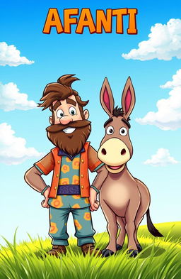 A cartoonish scene featuring the title 'AFANTI' prominently displayed at the top