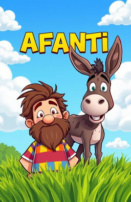 A cartoonish scene featuring the title 'AFANTI' prominently displayed at the top