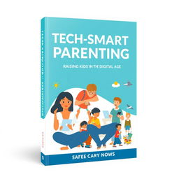 An attractive and modern ebook cover design for a parenting guide titled 'Tech-Smart Parenting: Raising Kids in the Digital Age