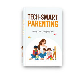 An attractive and modern ebook cover design for a parenting guide titled 'Tech-Smart Parenting: Raising Kids in the Digital Age