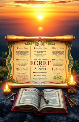 A visually engaging representation of the 11 mysterious and unique secrets of life that lead to success