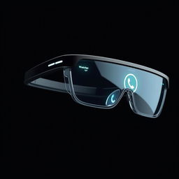 An enhanced design of futuristic yet minimalist smart glasses featuring advanced artificial intelligence, specifically for accessing WhatsApp messages