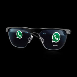 An enhanced design of futuristic yet minimalist smart glasses featuring advanced artificial intelligence, specifically for accessing WhatsApp messages