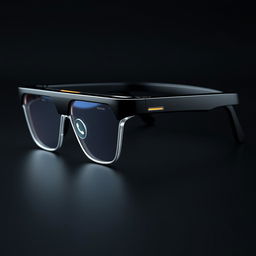 An enhanced design of futuristic yet minimalist smart glasses featuring advanced artificial intelligence, specifically for accessing WhatsApp messages