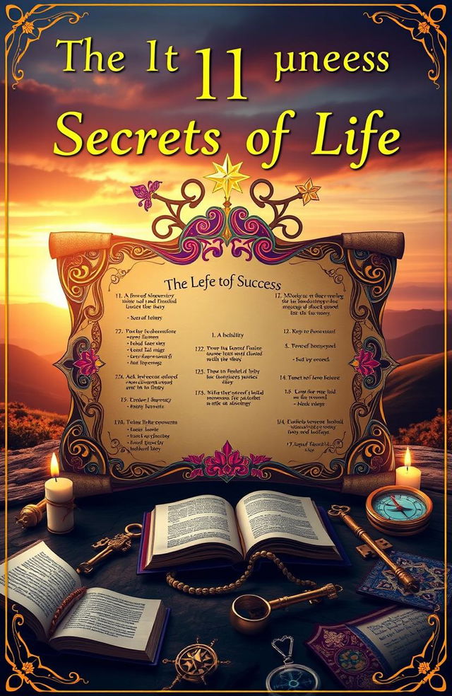 A visually engaging representation of the 11 mysterious and unique secrets of life that lead to success