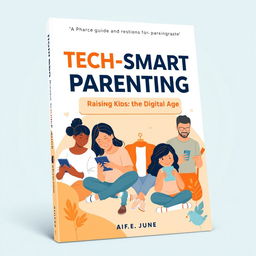 A captivating and modern ebook cover design for a parenting guide titled 'Tech-Smart Parenting: Raising Kids in the Digital Age