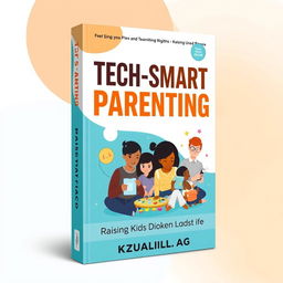 A captivating and modern ebook cover design for a parenting guide titled 'Tech-Smart Parenting: Raising Kids in the Digital Age