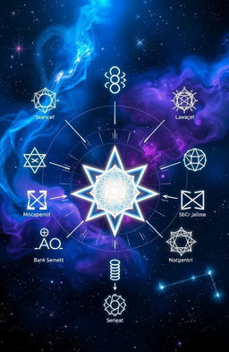 A visually stunning representation of 11 mysterious and unique formulas of life, shown in an abstract artistic style