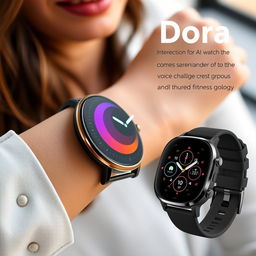 A sleek and modern high-tech smartwatch branded as 'Dora', designed with a polished touchscreen interface