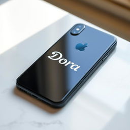 A sleek, modern smartphone resembling an iPhone, featuring a glossy finish and a large, vibrant touchscreen