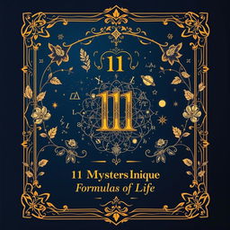 A captivating book cover design for "11 Mysterious and Unique Formulas of Life