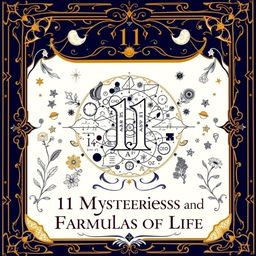 A captivating book cover design for "11 Mysterious and Unique Formulas of Life