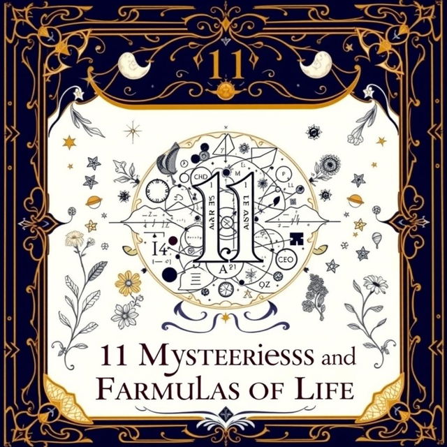 A captivating book cover design for "11 Mysterious and Unique Formulas of Life