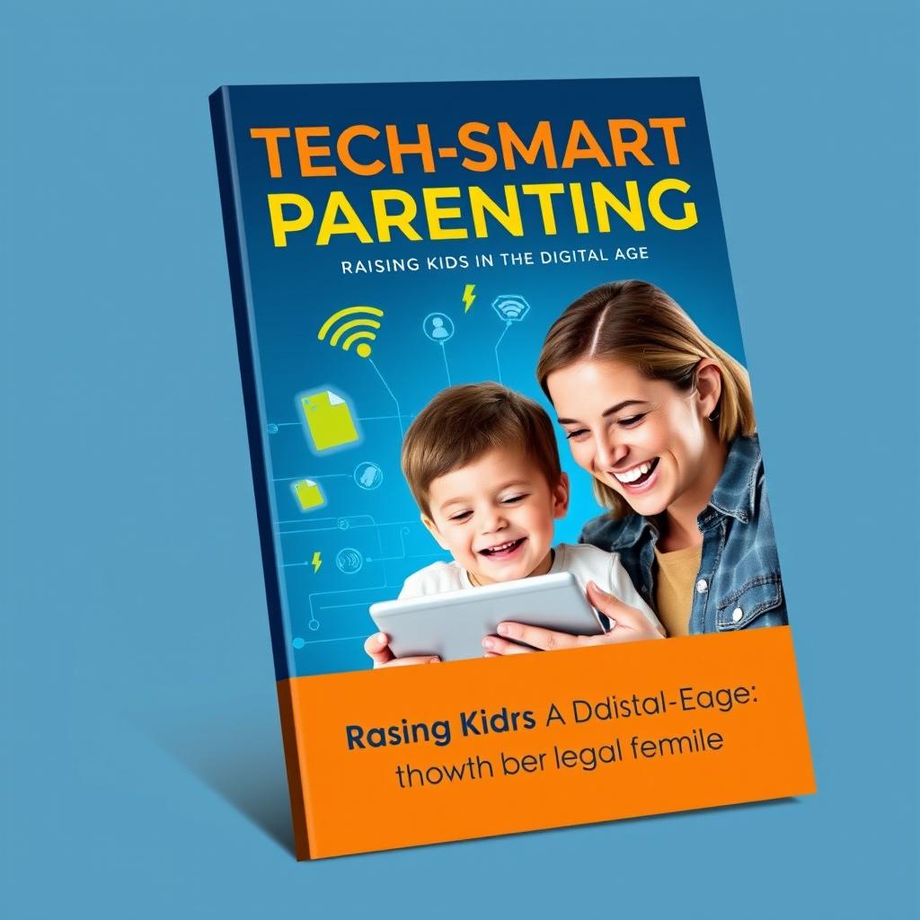 An attractive and modern ebook cover for 'Tech-Smart Parenting: Raising Kids in the Digital Age'