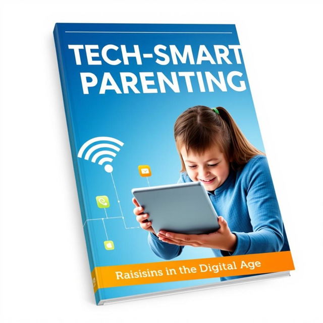 An attractive and modern ebook cover for 'Tech-Smart Parenting: Raising Kids in the Digital Age'