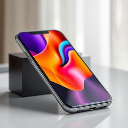 A modern smartphone featuring a sleek design with rounded edges and a vibrant touchscreen display