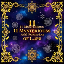A visually striking long book cover design for "11 Mysterious and Unique Formulas of Life