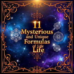 A visually striking long book cover design for "11 Mysterious and Unique Formulas of Life