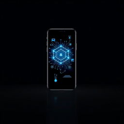 A modern smartphone prominently displayed against a solid black background