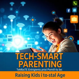 An attractive and modern ebook cover for 'Tech-Smart Parenting: Raising Kids in the Digital Age'