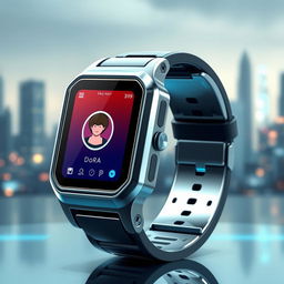 A futuristic smart watch named 'Dora', showcasing advanced technology and sleek design