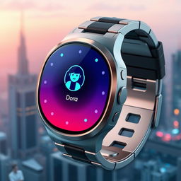 A futuristic smart watch named 'Dora', showcasing advanced technology and sleek design
