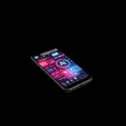 A modern smartphone showcased against a pitch-black background