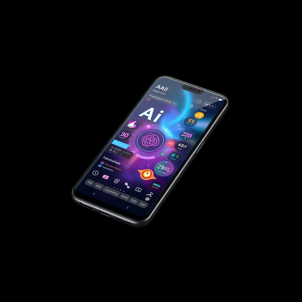 A modern smartphone showcased against a pitch-black background