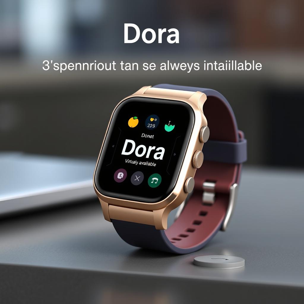 A sophisticated smart watch named 'Dora', depicting cutting-edge technology and sleek aesthetics