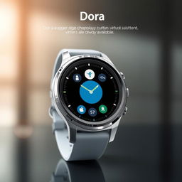 A sophisticated smart watch named 'Dora', depicting cutting-edge technology and sleek aesthetics
