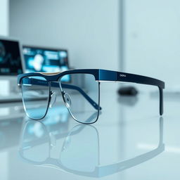 A pair of innovative technological glasses named 'Dora', showcasing an elegant and modern design