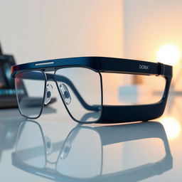 A pair of innovative technological glasses named 'Dora', showcasing an elegant and modern design