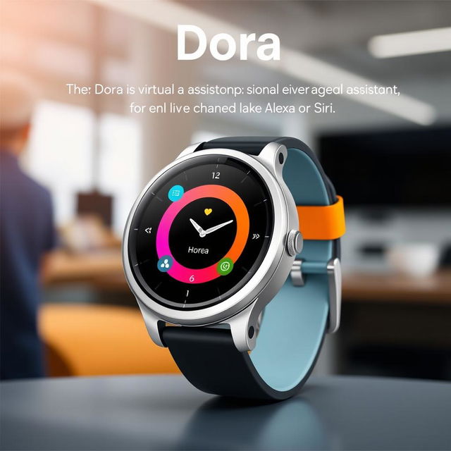 A cutting-edge smart watch named 'Dora', exemplifying sleek technology and modern design