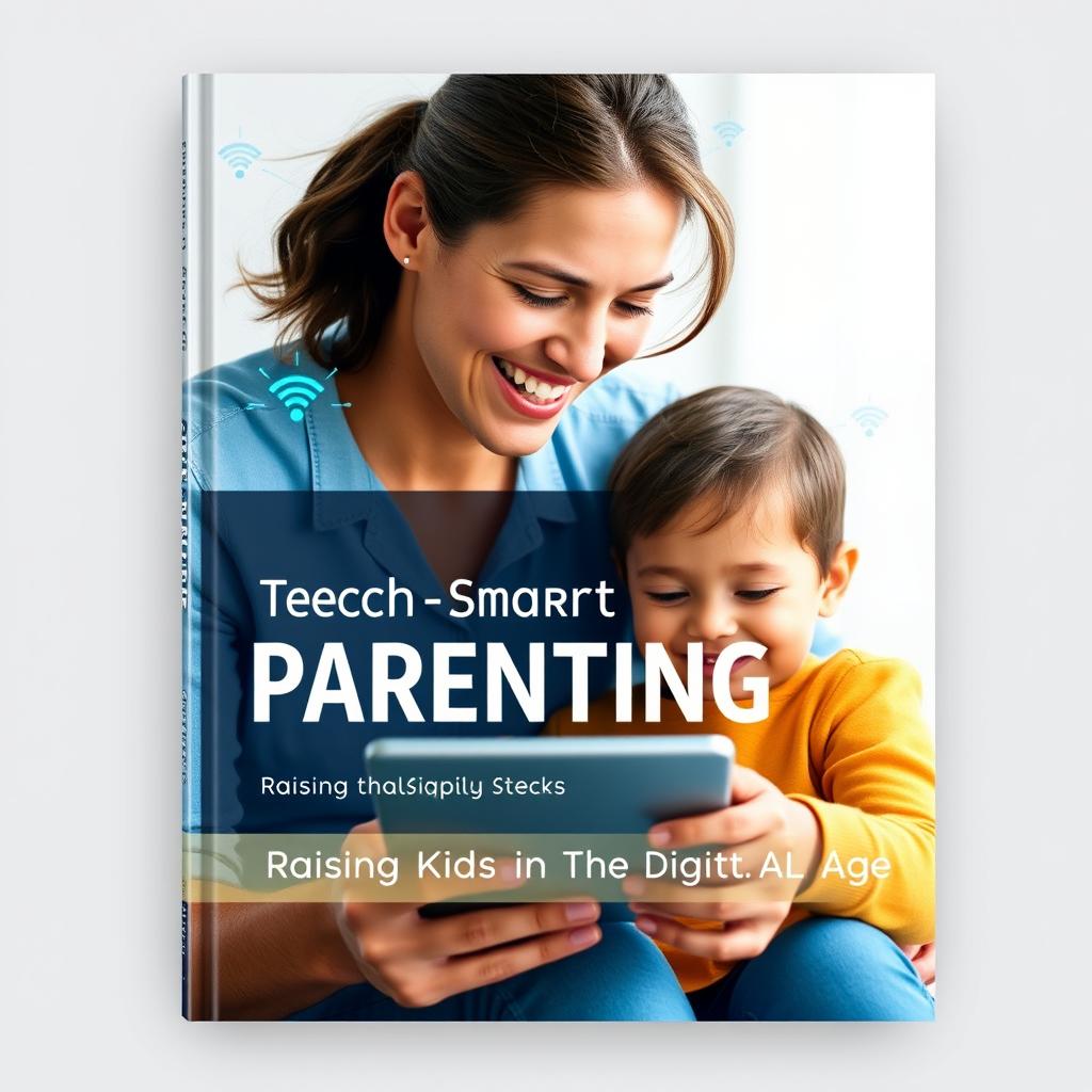 A modern and attractive ebook cover for 'Tech-Smart Parenting: Raising Kids in the Digital Age'