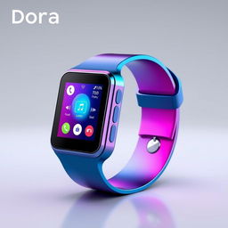 A high-tech smartwatch concept called 'Dora', displayed in a sleek, modern design that showcases both elegance and functionality