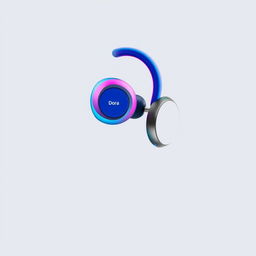 A mini headphone that adheres to the skin, designed to connect with a watch branded as 'Dora'