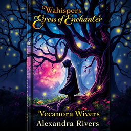 A captivating book cover design featuring a mystical forest at twilight, filled with glowing fireflies that illuminate the scene