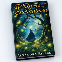 A captivating book cover design featuring a mystical forest at twilight, filled with glowing fireflies that illuminate the scene