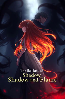 An animated woman with long flowing hair that transitions into flames at the ends, standing back to back with a strong, heroic man